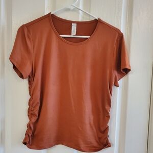 Sally Burt Orange Rushed Blouse Medium